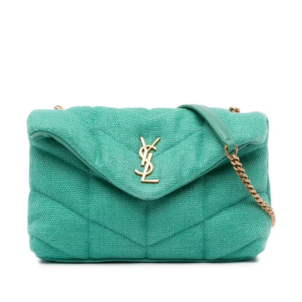 Pre-owned Saint Laurent Toy Canvas Loulou Puffer Crossbody Green