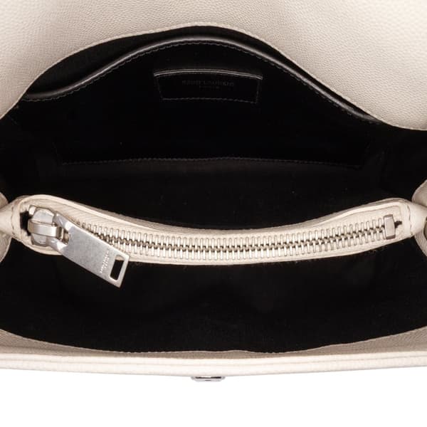 Pre-owned Saint Laurent Small Grain De Poudre West Hollywood Crossbody White