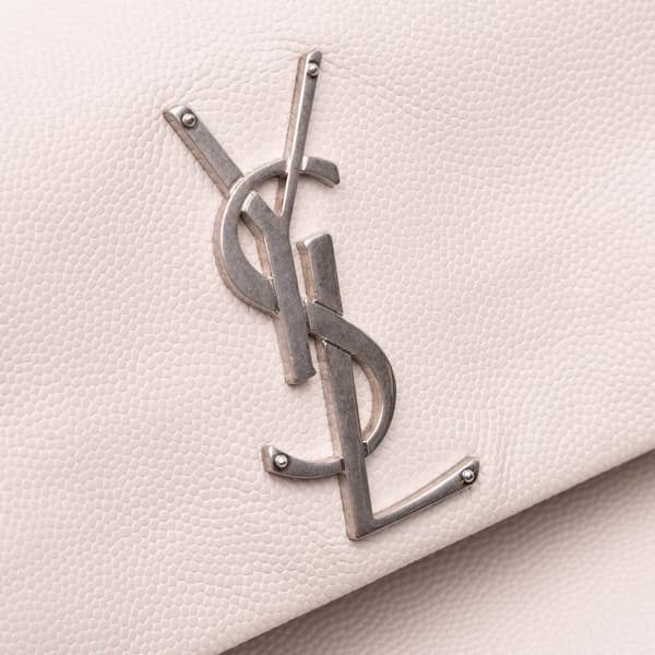Pre-owned Saint Laurent Small Grain De Poudre West Hollywood Crossbody White