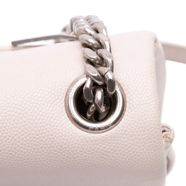 Pre-owned Saint Laurent Small Grain De Poudre West Hollywood Crossbody White