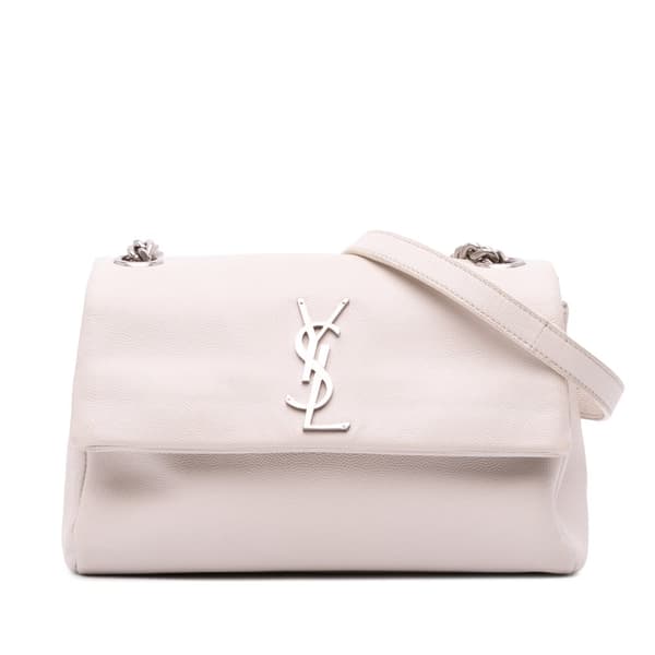 Pre-owned Saint Laurent Small Grain De Poudre West Hollywood Crossbody White