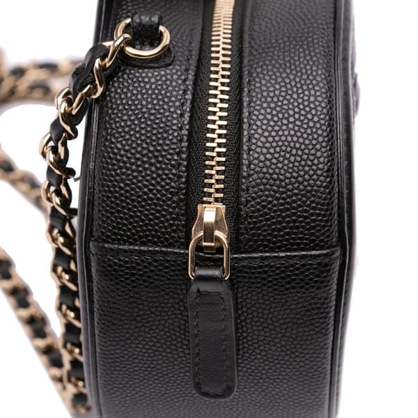 Pre-owned Chanel Caviar CC Filigree Round Crossbody Black