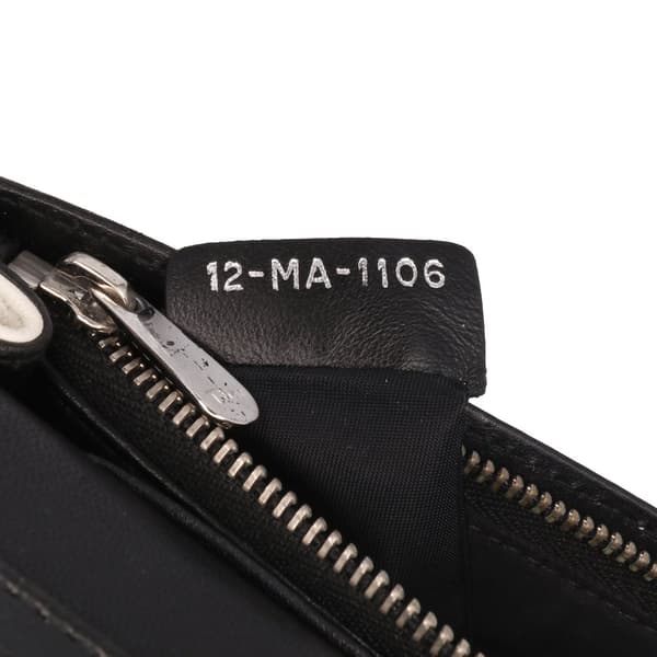 Pre-owned Dior Leather Patch Embellished Wallet on Chain White