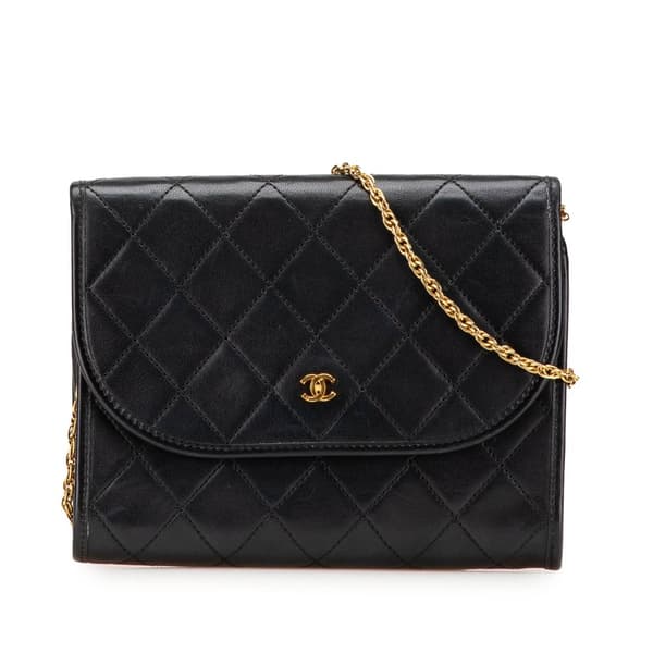 Pre-owned Chanel Mini CC Quilted Lambskin Round Flap Black