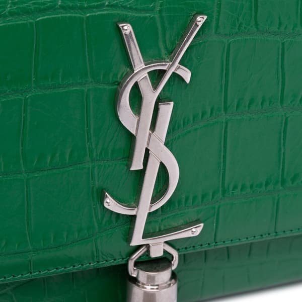 Pre-owned Saint Laurent Small Embossed Kate Tassel Crossbody Green