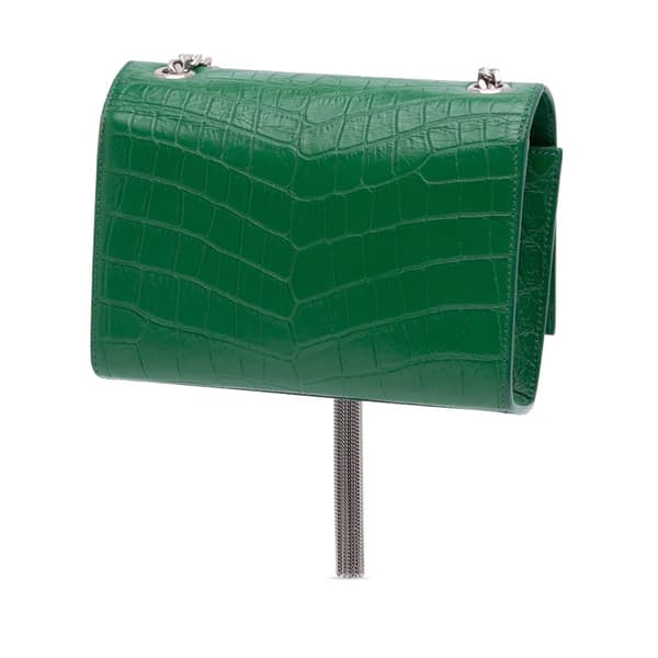 Pre-owned Saint Laurent Small Embossed Kate Tassel Crossbody Green