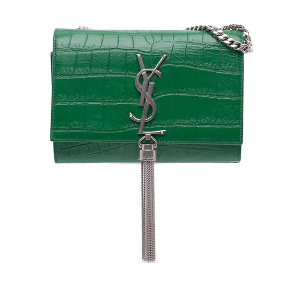 Pre-owned Saint Laurent Small Embossed Kate Tassel Crossbody Green