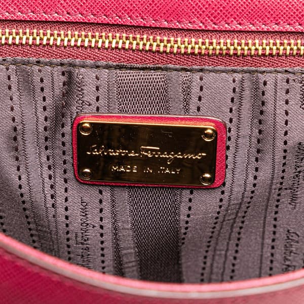 Pre-owned Ferragamo Calfskin Gancini Rory Flap Crossbody Pink