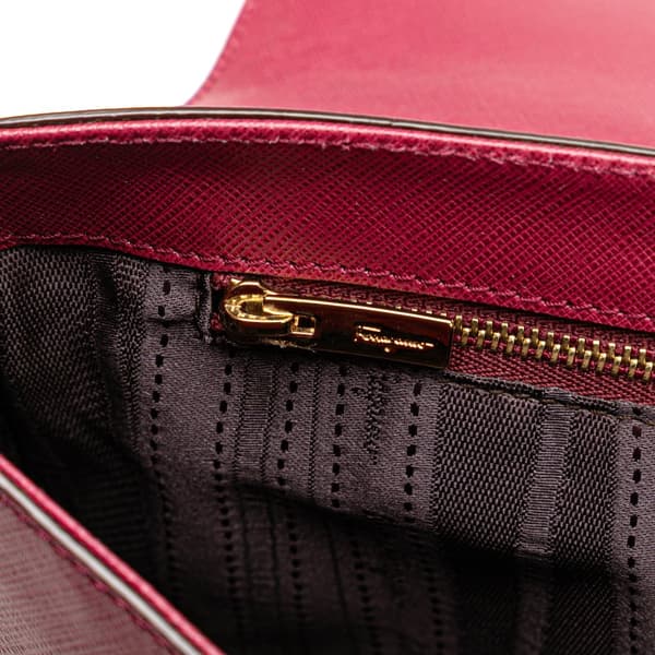 Pre-owned Ferragamo Calfskin Gancini Rory Flap Crossbody Pink