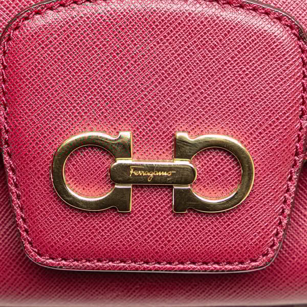 Pre-owned Ferragamo Calfskin Gancini Rory Flap Crossbody Pink