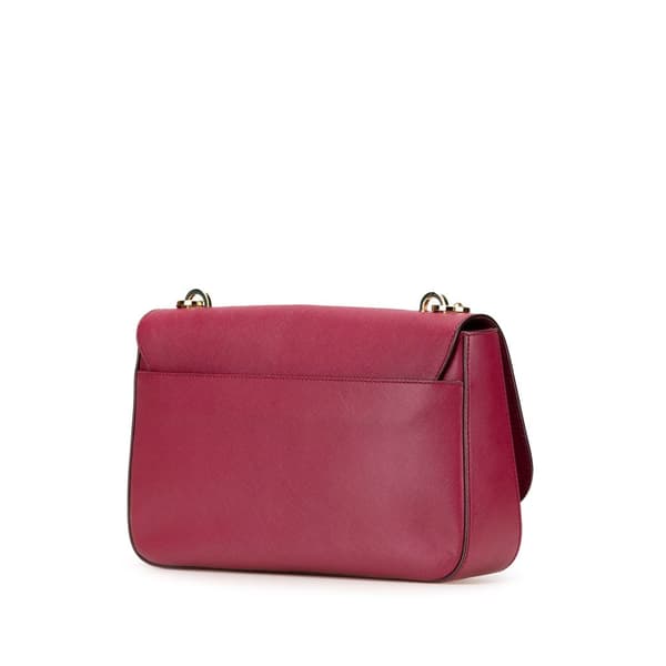 Pre-owned Ferragamo Calfskin Gancini Rory Flap Crossbody Pink