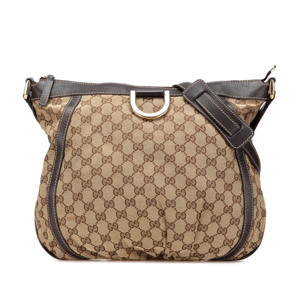 Pre-owned Gucci GG Canvas Abbey D Ring Crossbody Brown
