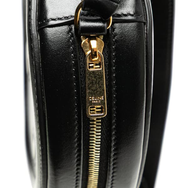 Pre-owned Celine Small Calfskin Cuir Triomphe Oval Crossbody Black