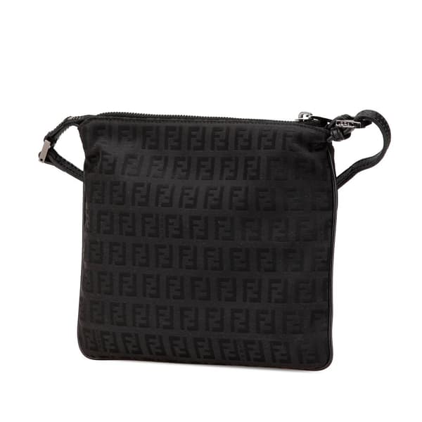 Pre-owned Fendi Zucchino Canvas Crossbody Black