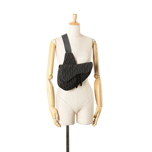 Pre-owned Dior Oblique Canvas Saddle Crossbody Black