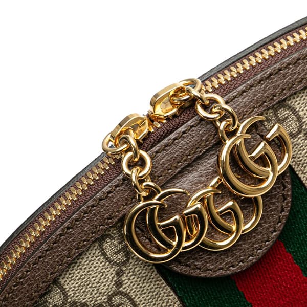 Pre-owned Gucci Small GG Supreme Ophidia Dome Crossbody Bag Brown