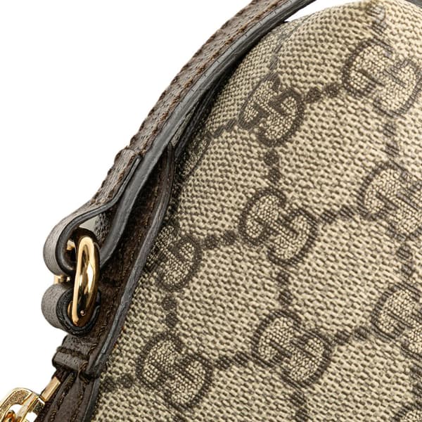 Pre-owned Gucci Small GG Supreme Ophidia Dome Crossbody Bag Brown