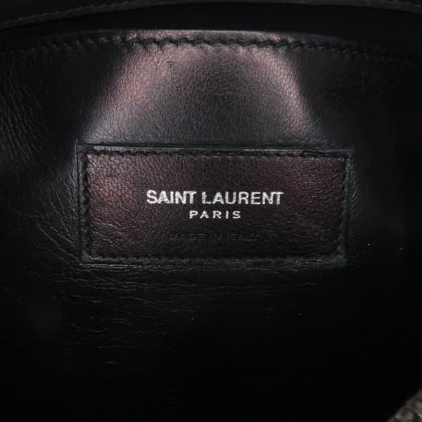 Pre-owned Saint Laurent Medium Croc Embossed Calfskin Monogram West Hollywood Crossbody Gray