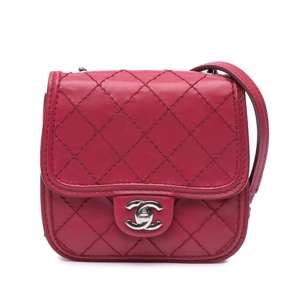 Pre-owned Chanel Mini Stitched Calfskin Citizen Flap Pink