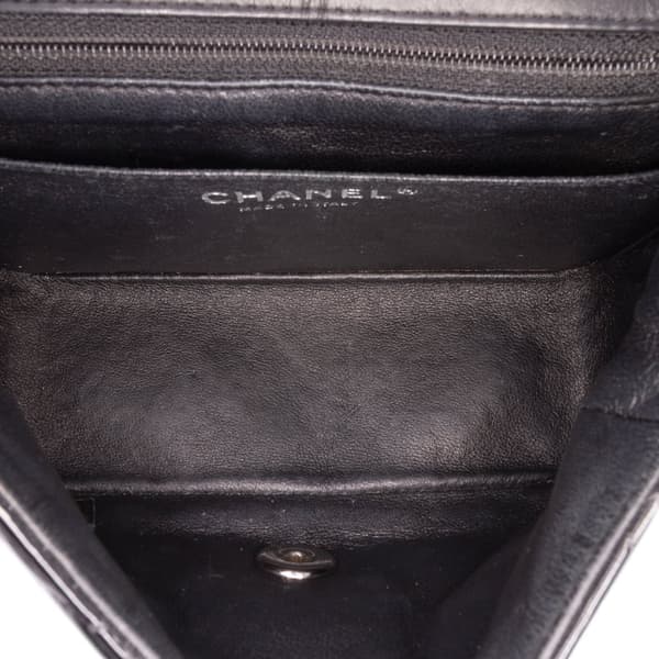 Pre-owned Chanel Mini Square Classic Patent Single Flap Black