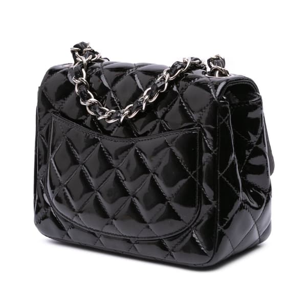 Pre-owned Chanel Mini Square Classic Patent Single Flap Black