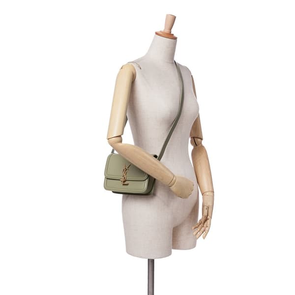 Pre-owned Saint Laurent Small Calfskin Solferino Satchel In Box Green