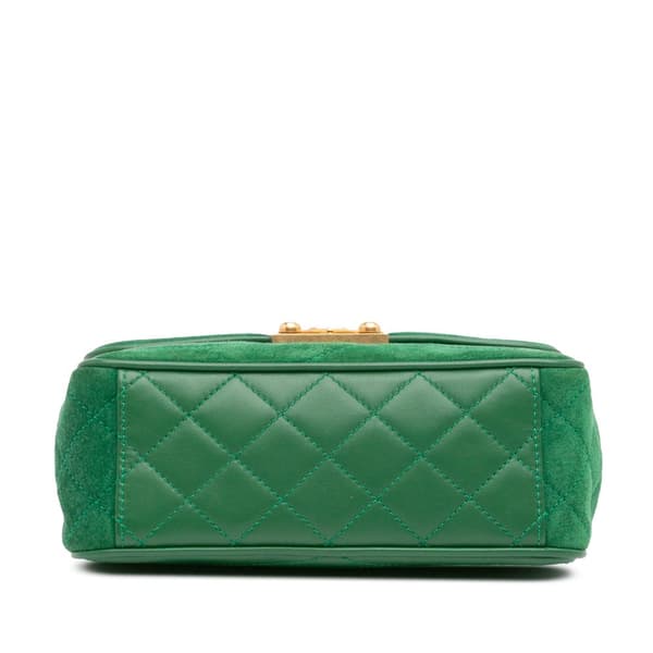 Pre-owned Chanel Small Suede and Lambskin Pagoda Flap Green