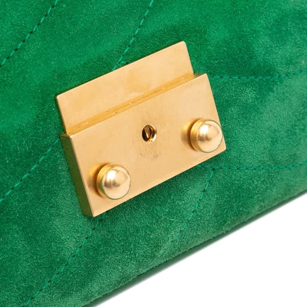 Pre-owned Chanel Small Suede and Lambskin Pagoda Flap Green