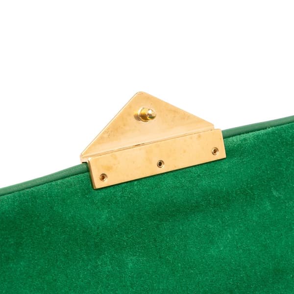 Pre-owned Chanel Small Suede and Lambskin Pagoda Flap Green