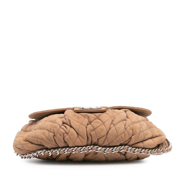 Pre-owned Chanel Large Quilted Suede Chain Around Flap Brown