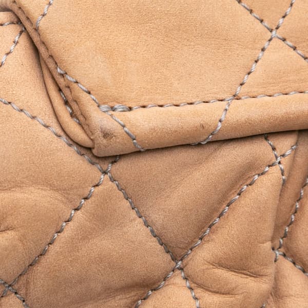 Pre-owned Chanel Large Quilted Suede Chain Around Flap Brown