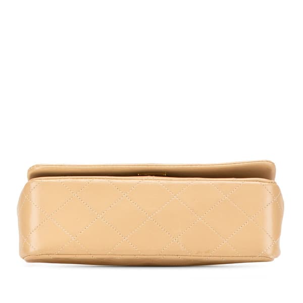 Pre-owned Chanel Mini Rectangular CC Quilted Lambskin Full Single Flap Brown