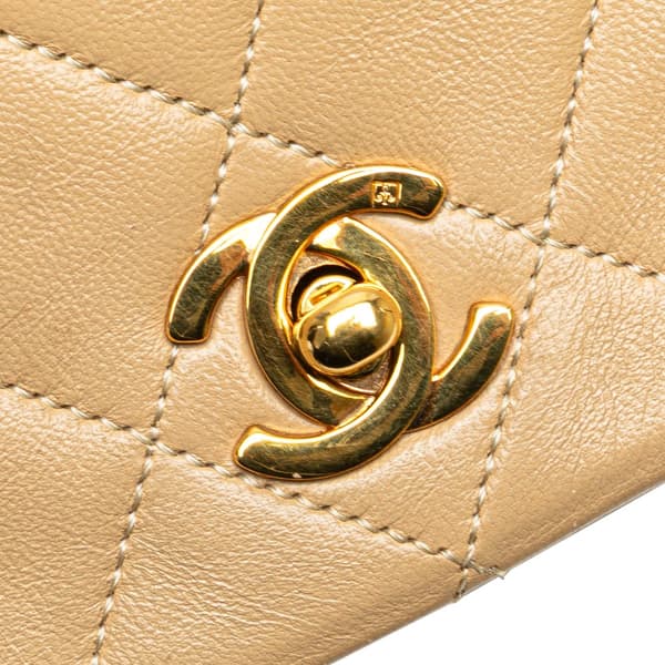 Pre-owned Chanel Mini Rectangular CC Quilted Lambskin Full Single Flap Brown