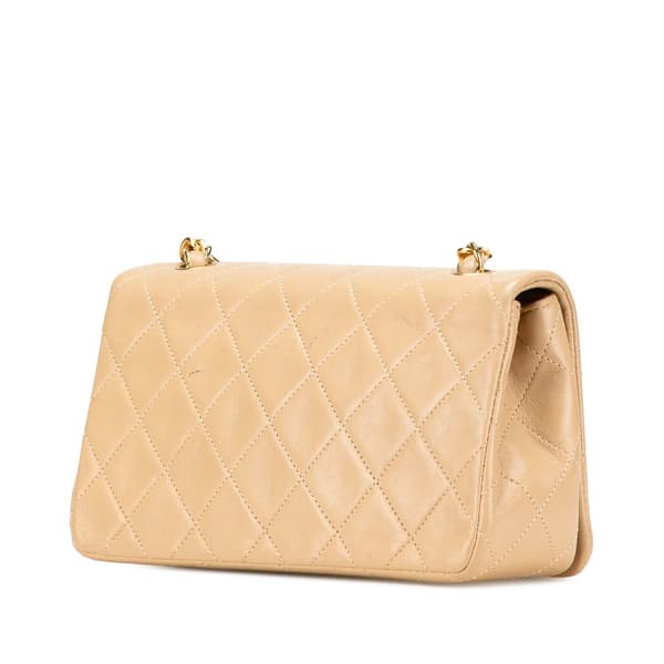 Pre-owned Chanel Mini Rectangular CC Quilted Lambskin Full Single Flap Brown