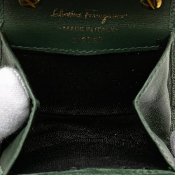 Pre-owned Ferragamo Mini Gancini Suede Chain Crossbody Green