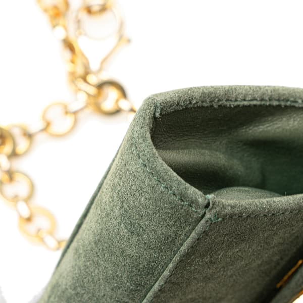 Pre-owned Ferragamo Mini Gancini Suede Chain Crossbody Green
