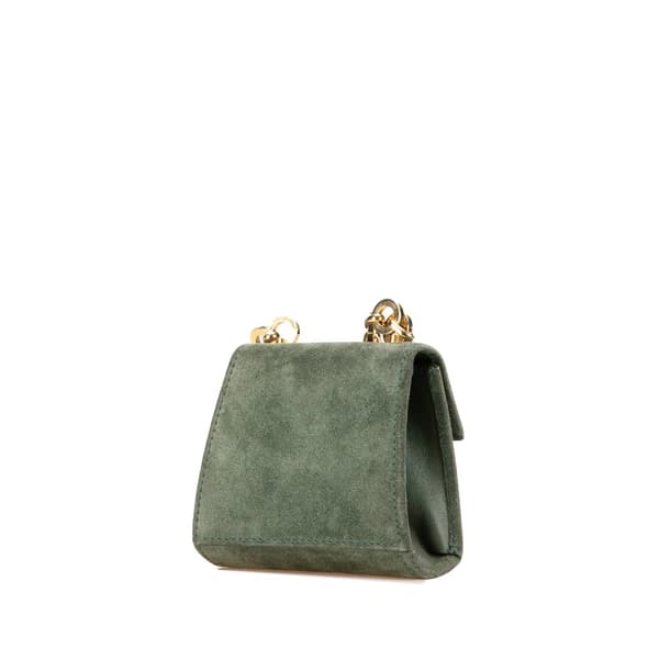 Pre-owned Ferragamo Mini Gancini Suede Chain Crossbody Green