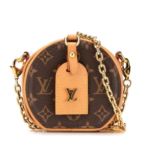 Pre-owned Louis Vuitton Monogram Mini Boite Chapeau Necklace Bag Brown