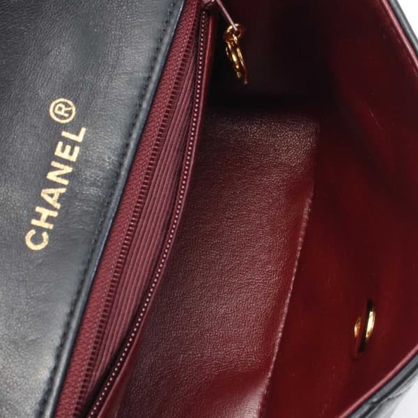 Pre-owned Chanel Mini Square Classic Lambskin Single Flap Black