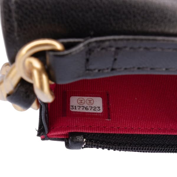 Pre-owned Chanel Lambskin 19 Flap Coin Purse With Chain Black