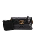 Pikkukuva 9 / 9: Pre-owned Chanel Lambskin 19 Flap Coin Purse With Chain Black