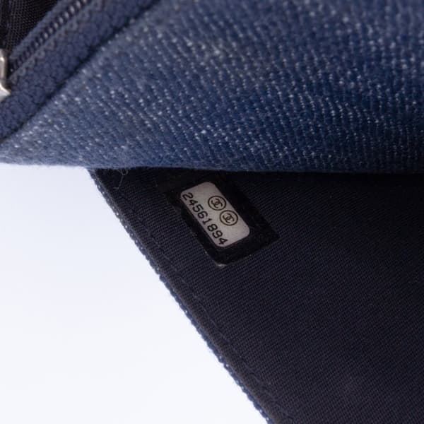 Pre-owned Chanel Denim and Velvet Wallet On Chain Blue