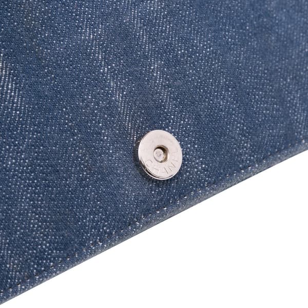 Pre-owned Chanel Denim and Velvet Wallet On Chain Blue