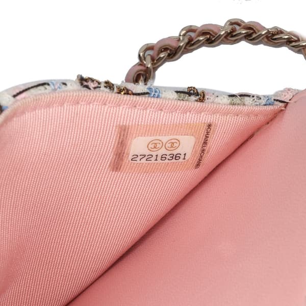 Pre-owned Chanel Quilted Boucle Tweed Charm Wallet On Chain Pink
