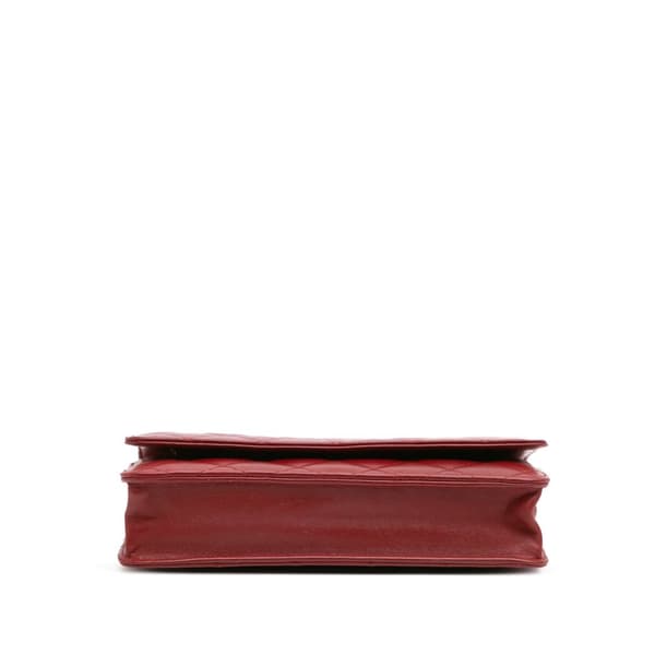 Pre-owned Chanel CC Quilted Lambskin Wallet on Chain Red