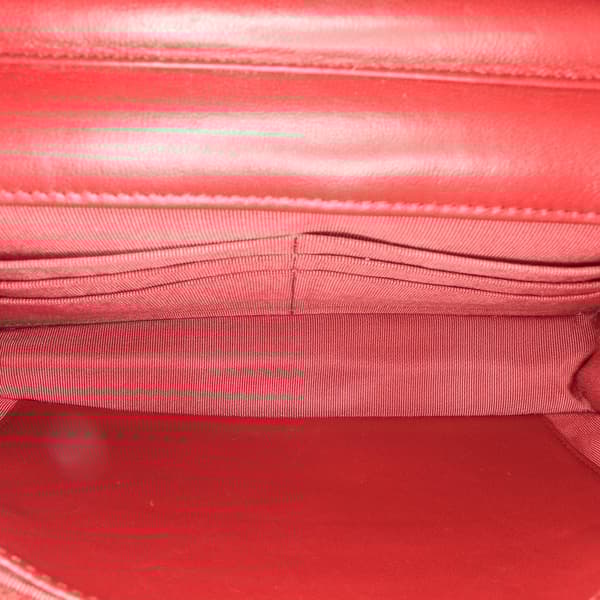 Pre-owned Chanel CC Quilted Lambskin Wallet on Chain Red