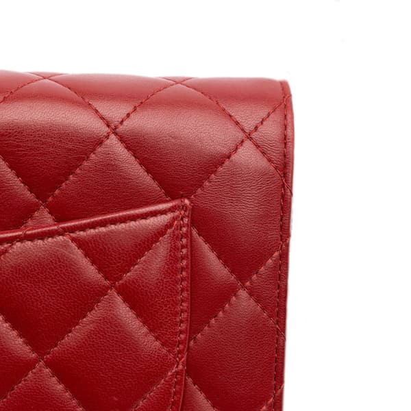 Pre-owned Chanel CC Quilted Lambskin Wallet on Chain Red