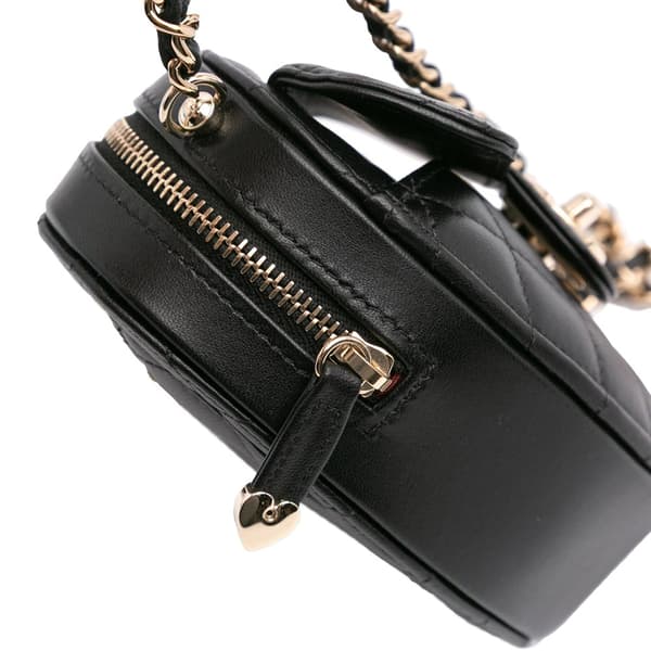 Pre-owned Chanel Mini Lambskin CC in Love Heart Crossbody Black