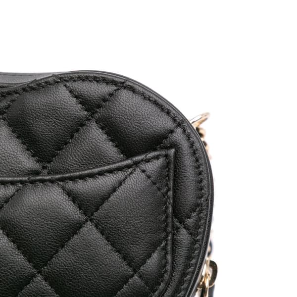Pre-owned Chanel Mini Lambskin CC in Love Heart Crossbody Black
