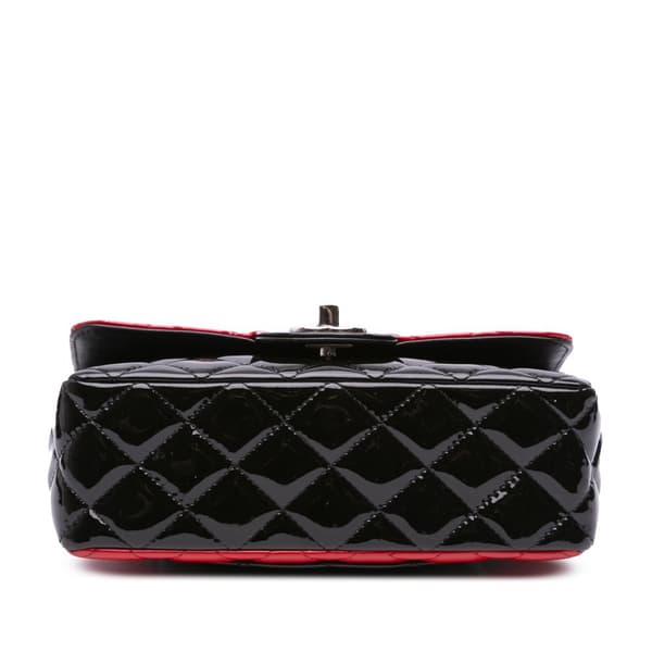 Pre-owned Chanel Mini Rectangular Classic Bicolor Patent Single Flap Red
